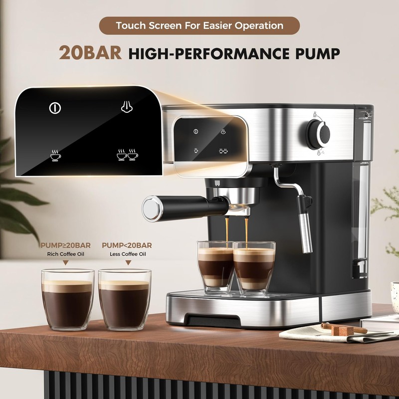 LERTIN Espresso Machine 20 Bar, Professional Espresso Maker With Auto