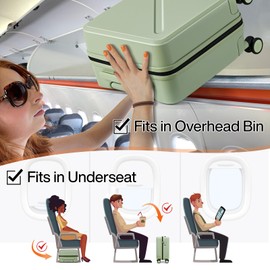 MILADA Underseat Carry On Luggage With Wheels 16 Inch Small Suitcase Underseat Carry On bag Mini Travel Luggage Personal Item Hard Case Luggage TSA Approved Luggage,Bamboo Green