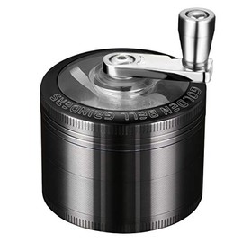 LIHAO Grinder Moledor de Especias Molinillo de Especias Metálico con Manija 60mm 4 piso Duradero Aleación de Zinc (Negro)