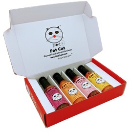 Mild Heat Natural Hot Sauce Four Bottle Gift Box Variety Pack Bundle by Fat Cat Gourmet | Mild to Medium Heat Sampler Gift Set | All Natural | Food Friendly | Flavor Forward | Gluten Free