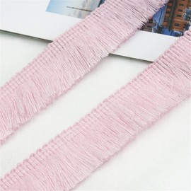 2 Metres 25 mm Cotton Fringe Trim Fringe Border Ribbon Fringe Ribbon Tassels Trim Furniture Fringe Lace Ribbon Crochet Ribbon Lace Trim for Clothing Curtain Home Accessories, Light Pink