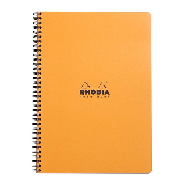 Rhodia - Ref 193108C - Wirebound Spine Notebook (160 Pages) - A4+ Size, Lined Rulings, 80gsm Superfine Vellum, Detachable Micro-Perforated Sheets - Orange