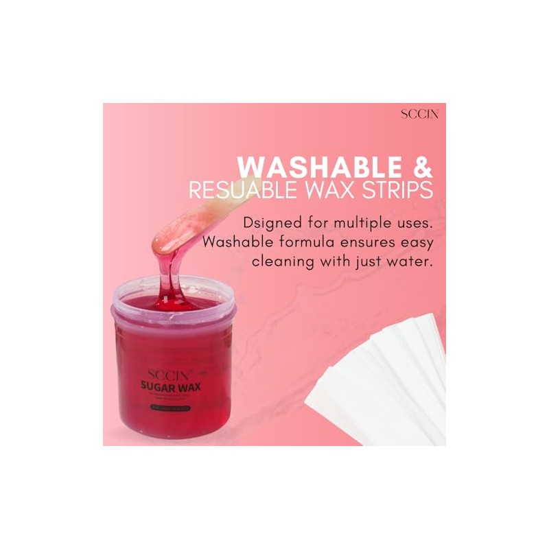 Natural Rose Extract Sugar Wax Hair Removal Kit 450g, 20