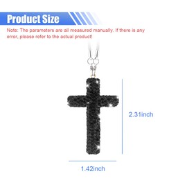ZIMISI Bling Cross Car Hanging Ornament, Crystal Rhinestone Car Rearview Mirror Pendant for Women, Diamond Rear View Mirror Charm Present, Universal Vehicle Interior Decoration Accessory (Black)