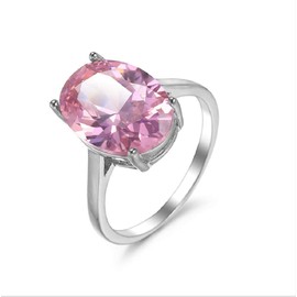 Wenbin Women Fashion 925 Silver Oval Cut Pink Topaz Gemstone Ring Wedding Jewelry Size 6-10 (Size 8)