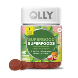 OLLY Supergood Superfoods Gummies, Supports Immune & Digestive Health,* 15 Superfoods, Prebiotics, Vitamin C, Tropical Bliss Flavor, 20 Day Supply - 60 Count