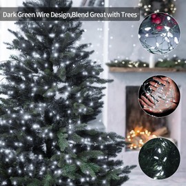 262FT 800 LED Christmas Lights Outdoor String Lights 8 Modes & Timer Twinkle Fairy Lights Plug in Waterproof LED String Lights for Xmas Yard Tree Patio Wedding Holiday Party Decorations (Cool White)
