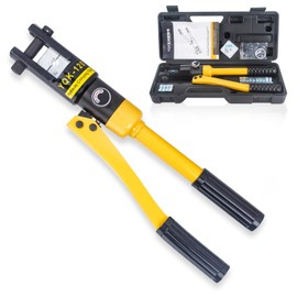 MMNZE 12 Ton Hydraulic Cable Lug Crimper Pliers 8 AWG to 250 MCM Hand Operated Hydraulic Crimping Tool Kit Wire Terminal Lug Battery Crimping Crimper with 8 Dies