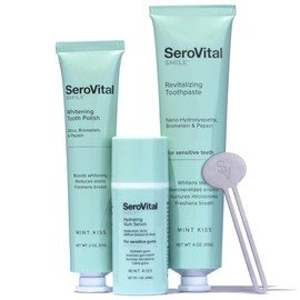 SeroVital Smile Radiant Smile Care Kit – Nano-Hydroxyapatite Toothpaste, Whitening Polish, Hydrating Gum Serum, Formulated Without Fluoride, for Sensi