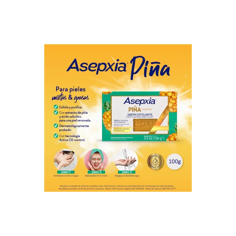 Jabón Exfoliante En Barra Asepxia Piña 100 Gramos