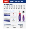 WORKPRO 34 PCS 1/4" Drive Mini Socket Ratchet Wrench Set,
