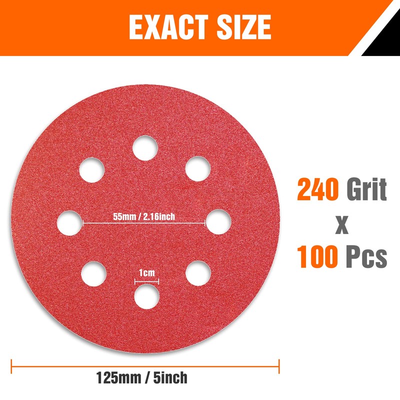 Awutzut 125mm Sanding Discs 240 Grit for 5 inch Discs
