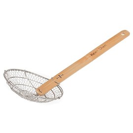 Helen's Asian Kitchen Helen Chen’s Asian Kitchen Stainless Steel Spider Natural Bamboo Handle, 5-Inch Strainer Basket, Wood