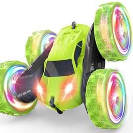 Remote Control Car, RC Cars for Boys, 4WD Double Sided 360° Flips Stunt Car, Outdoor Toys for Kids Ages 4-8, Upgraded USB-C Modular Battery, 5 6 7 8 9 10+ Year Old Boys Birthday Gifts (Green)