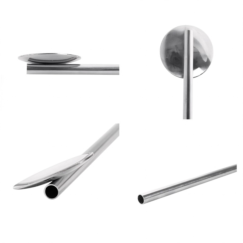 TOPTIE 12 PCS Spoon Straws Stirrer Stainless Steel Drinking Straw