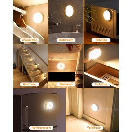 KALAHOL Motion Sensor Lights Indoor, Cupboard Lights, 6 Pack Stair Lights Night Lights, 3 Modes USB Charging Wall Lights, Magnetic Sensor Lights Indoors for Kitchen Stair Closet Under Cabinet