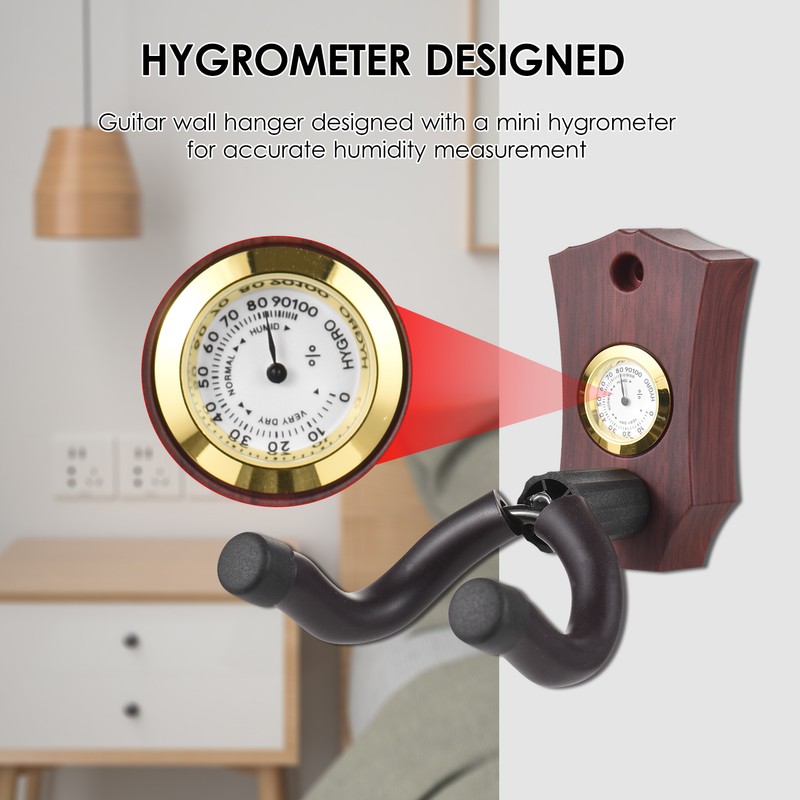2-in-1 Guitar Wall Mount with Hygrometer Humidity Meter Guitar Wall