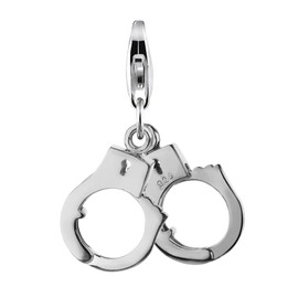 Handcuffs Charm Pendant in Nena Lina 925er Sterling Silver for Charm Bracelet, Necklace, Earring, Bracelet and Charm Carrier Many Popular 713059-000