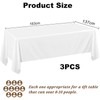 GYTFOG 3 Pcs Rectangle Tablecloth, White Table Cloth Party, 137x183