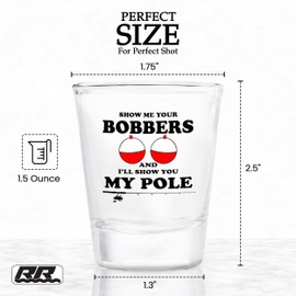 Rogue River Tactical Funny Bobbers Fishing Pole Fishing Shot Glass Gift For Fisherman Dad Grandpa or Brother Fish