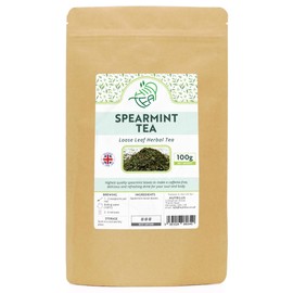 Spearmint Herbal Loose Leaf Tea - Pure Mint Leaves for Refreshing Tea (100g, Spearmint)