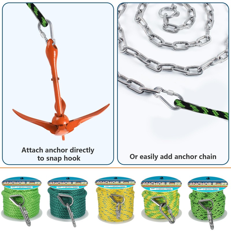 3/8 Inch 50 FT Anchor Rope, Boat Anchor Rope Solid