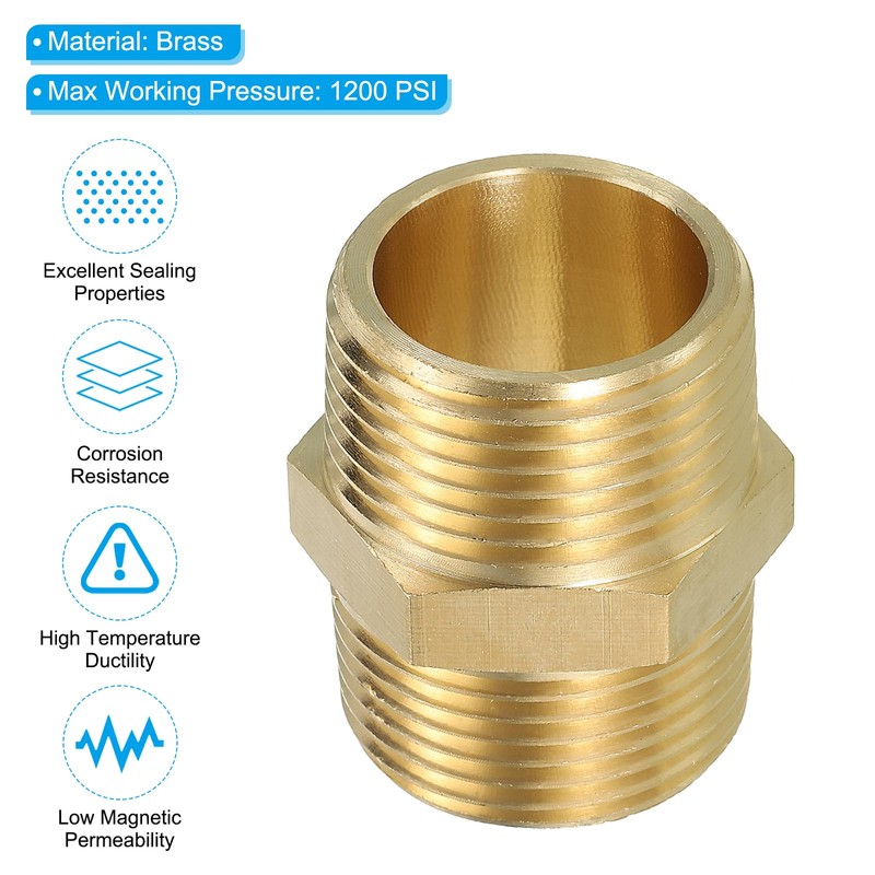 PATIKIL Brass Hex Nipple Pipe Fitting Screw Adapter 25mm NPT