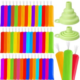 Hoolerry 600 Pcs Disposable Ice Lolly Bags Plastic Mold Ice Cream Bags with Silicone Foldable Funnel for Making Candy Yogurt Freeze Lolly(2.4 x 11.8 Inch)