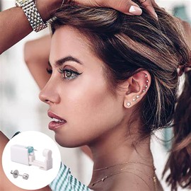 Pack of 8 Ear Piercing Gun, Disposable Ear Piercing with Stainless Steel Stud Earrings, Asepsis Piercing Gun Kit for Girls, Boys, Women, Men, Plastic