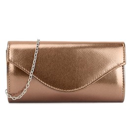 UShopUK Shiny Faux Leather Bridal Prom Wedding Evening Party Handbag Handbag, bronze