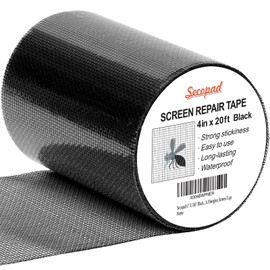 Secopad Black Window Screen Repair Tape, 4 in X 20 FT (240IN) Kit for Windows or Doors, Strong Adhesive Patch Fiberglass Mesh Repair