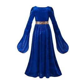 Pettigirl Girls Renaissance Queen Blue Dress Up Cosplay Royalty Medieval Princess Fancy Costume