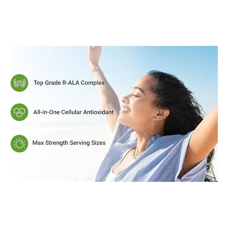 Ácido R-alfa Lipoico 600 Mg Con Benfotiamina 300 Mg 120