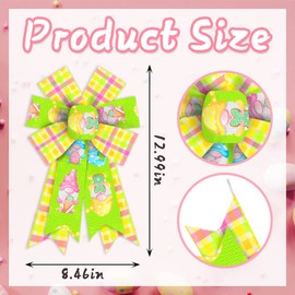 2pcs Easter Wreath Bows Easter Decor Bow Yellow Pink Plaid Dwarf Burlap Bows for Wreath, Easter Gnome Ribbon Bows Tree Topper Bow for Easter Day Home Indoor Outdoor Decoration Wreath Ornament Supplies