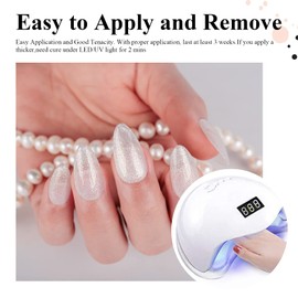 Imtiti Gold Shimmer Clear Gel Nail Polish, UV LED Soak Off Glitter Clear Milky Nail Polish, Translucent Golden Sparkle Gel Polish