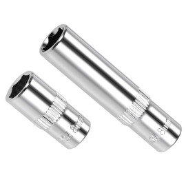 CoCud 6-Point Socket, 1/4" Drive 8mm Deep, Polished Chromed CR-V Metric Deep and Shallow Impact Socket - (Applications: for Ratchet Torque Electric Wrenches Car Repair), 2-Pieces