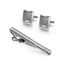 Wynameleri Cufflinks and Tie Clip Set for Men Formal Business Wedding Dress Shirts Necktie Pins Cuff Link Buttons Packed in Box T0402022