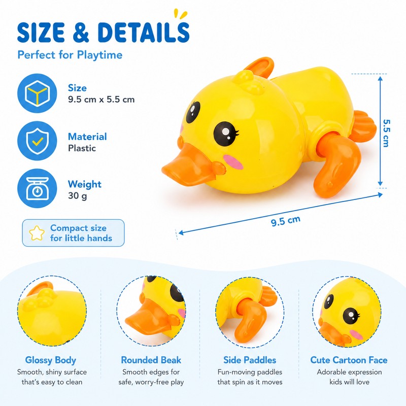 Wind-Up Baby Bath Toys Set for Kids – Cute Swimming