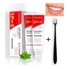 Pack de 2 Dentífricos Blanqueadores Probióticos Sp6 120g más un cepillo de dientes