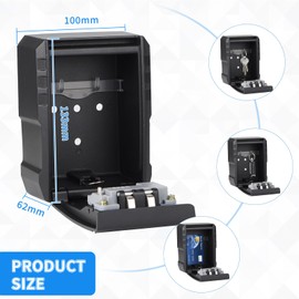 DBREAKS Key Cabinet with Combination Code, Weatherproof Key Safe Wall Mounting, 4-Digit Key Safe Outdoor, Key Box with Code, Waterproof Key Lock for Home Keys, Garages (Black)