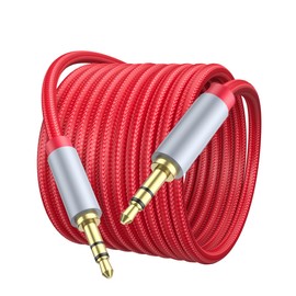Short Aux Cord 2ft - 3.5mm Audio Cable - Nylon Braided 3.5mm Male to Male AUX Cable Cord for Car, Headphones, Home Stereos, Speaker -Red