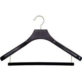 Deluxe Wooden Suit Hanger with Velvet Bar, Espresso Finish & Brushed Chrome Swivel Hook, Large 2 Inch Wide Contoured Coat Hangers (Set of 6) by The Great American Hanger Company