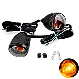 Front Gloss Black Bullet Smoked Turn Signals For Harley 2004-2013 Sportster XL