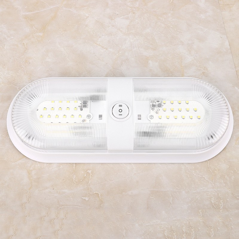 RV Ceiling Light LED Fixture Double Dome 4500K Camp Trailer