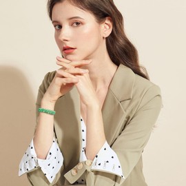 Double-layer Crystal Vibe Bracelet for Women Emerald Protection Bracelet Spiritual Healing Genuine Jade Crystal Healing Crystal Protection Bracelet (Green Jade)