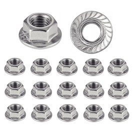 Nut made of stainless steel with serrated edge M12, nuts flange washer for screws diameter 12 mm, self-locking hex nut DIN 6923 / ISO 4161, stainless steel A2 (V2A / 304), locking nut: pack of 10