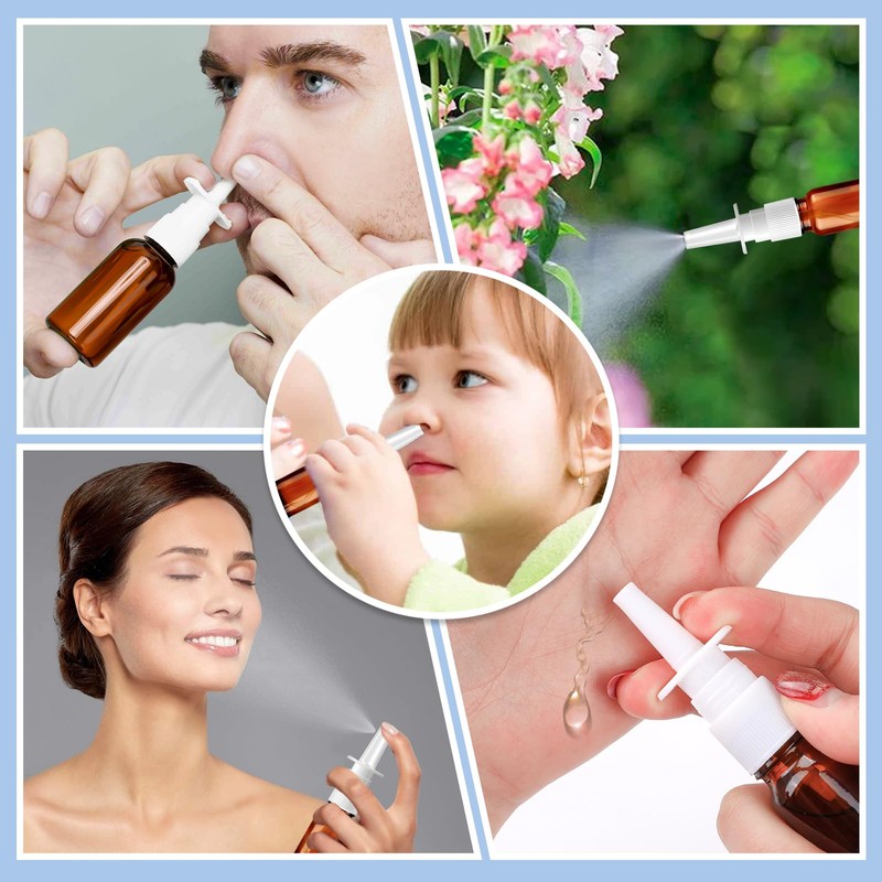ZHWKMYP 20 Pcs Nasal Spray Bottle, 10ML/0.35OZ 12Pcs Glass Brown