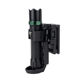 TACNEX Quick Release Flashlight Holder w/MOLLE Vest Clip Tactical Torch Holster Carrier Rotatable Light Carry Case Stand fit 1"-1.25" Diameter Flashlight for Police Leo Security Military Patrol