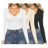 Ekouaer 3 Pack Deep V Neck Basic Thermal Tops Base