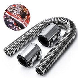 Hypertune Universal 24" Stainless Steel Radiator Flexible Coolant Water Hose Kit W/ Cap Clamp Silver